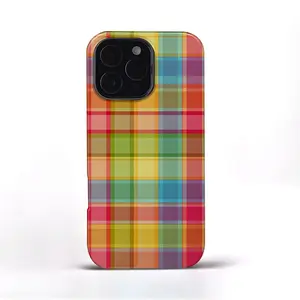Colorful Tartan Plaid iPhone Case | Classic Checkered Pattern Compatible with iPhone 17 Pro / 16 Pro Max / 15 Pro Max / 14 Pro Max / 13 / 12 / 11 | 3-in-1 Shockproof Soft Case with Full Body Protection