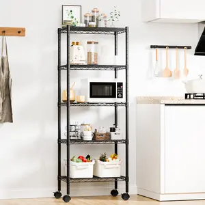 Sweetcrispy Store 3Tier 4Tier 5 Tier Metal Shelving, Heavy Duty Shelves Wire Shelving Unit with Removable Wheel Casters, No Tools Needed for Easy Assembly
