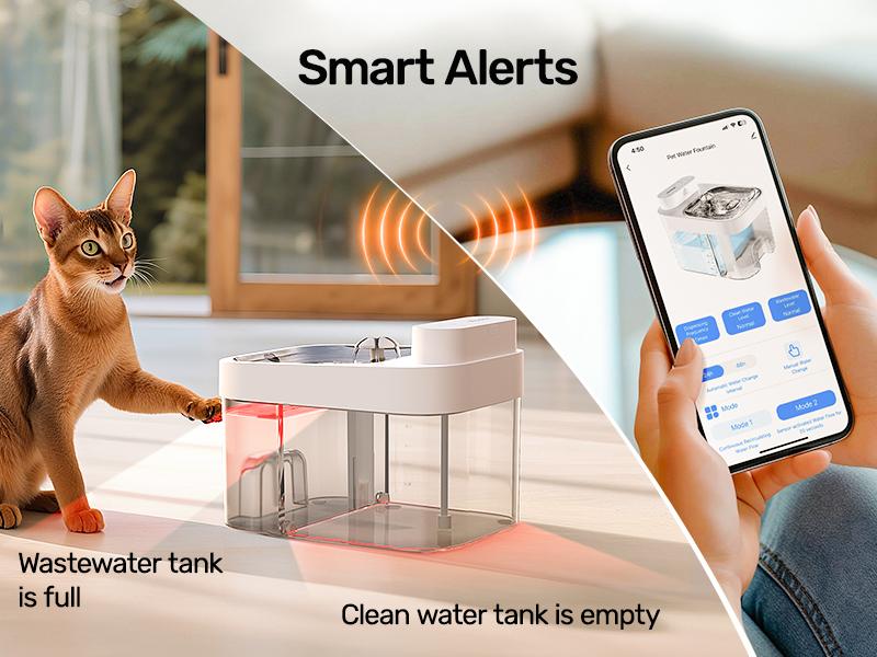 HAPAW Cat Water Fountain, 2.4GHz Wi-Fi App Control Automatic Pet Water Dispenser with 5000mAh Battery, Separated Clean & Waste Water, Filter-Free Plug-In Fountain for Cats HAPAW Cat Water Fountain, 2.4GHz Wi-Fi App Control Automatic Pet Water Dispenser with 5000mAh Battery, Separated Clean & Waste Water, Filter-Free Plug-In Fountain for Cats