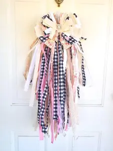 Shabby Chic Checkered Floral Rag Bow