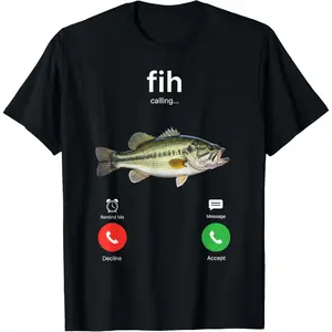 Fih Calling Decline Accept Phone Call Funny Fish T-Shirt
