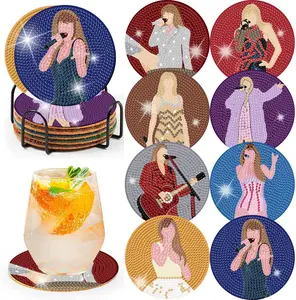 DIY Diamond Art Coaster Kit - 8 Pcs with Holder Non-Slip Mats Waterproof Tableware Eco-Friendly Materials Perfect for DIY Enthusiasts Creative Drink Coaster Making Kit Ideal Gift for Friends and Family - Set