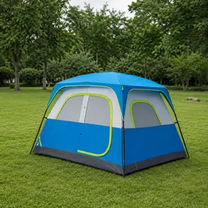 6 Person Waterproof & Windproof Family Camping Tent with Large Interior, Easy Setup Cabin Tent with Mesh Windows & Skylights, Portable Outdoor Tent for Car Camping, Hiking, Fishing