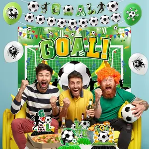 2026 Football Party Decoration Set, Soccer Viewing Party Supplies, Goal Banner Balloons Cake Decorations, Boy Birthday Sports Event Setup
