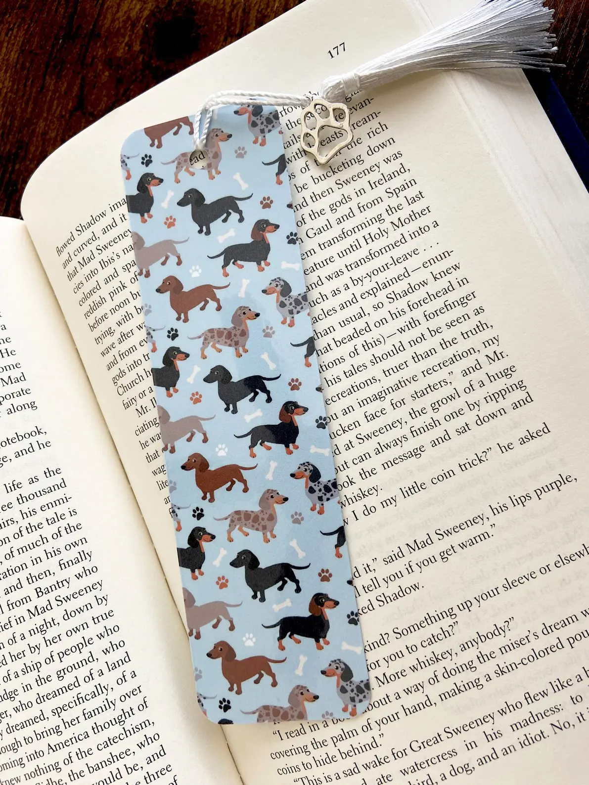 Cute Dachshund Bookmark Unique Dog Paw Charm and Tassel