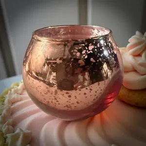 3 Oz Wickless Designer Pink Speckled Glass Birthday Cake Decorative Figurine For Home Display
