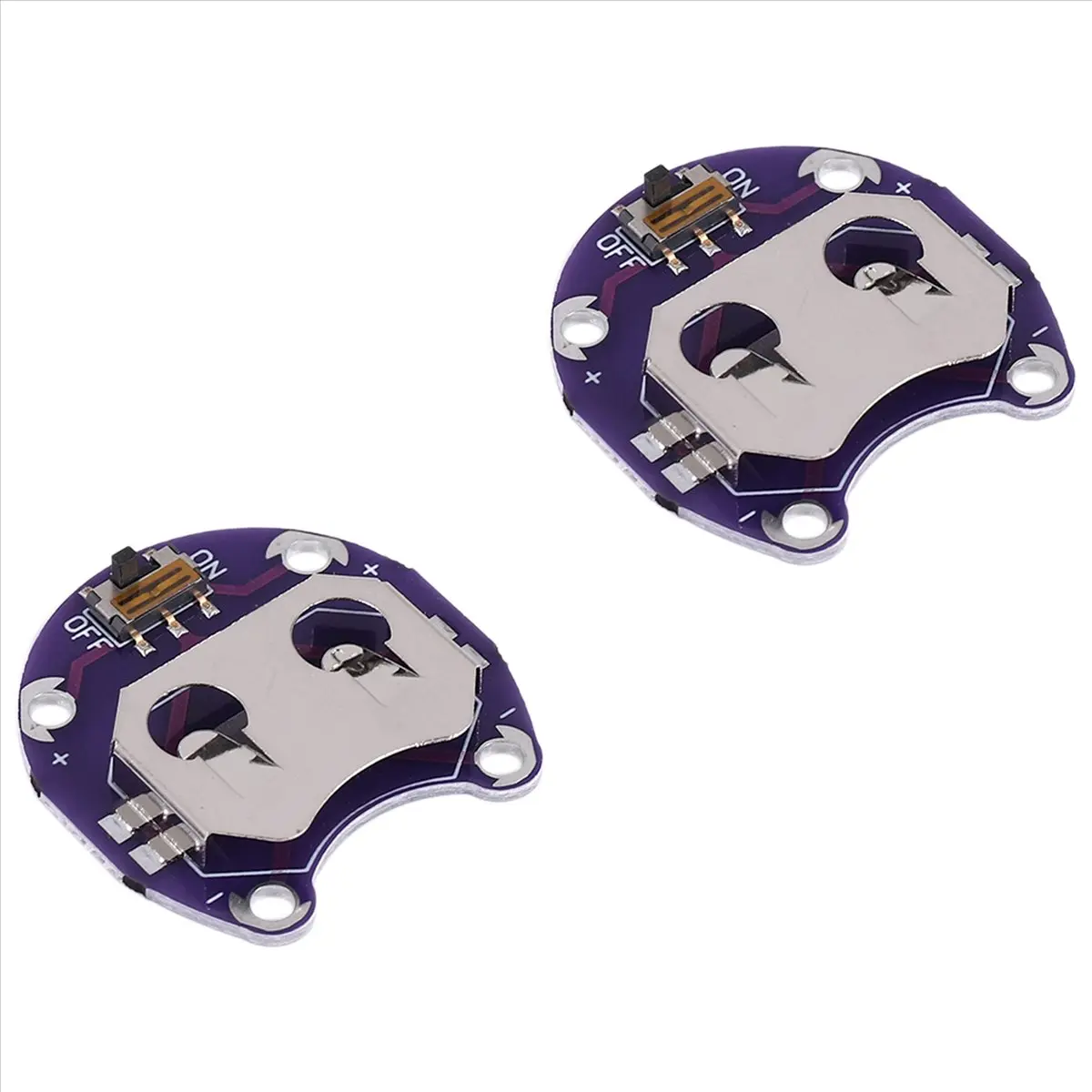Tools & Hardware Metal CR2032 (20mm) Coin Cell Battery Holder Accessory 2-Pack with Integrated On-Off Switch, 4 Contacts, Conductive Metal Board - Organizer for 3D Printer Projects, Textile-Based Computers, Robotics