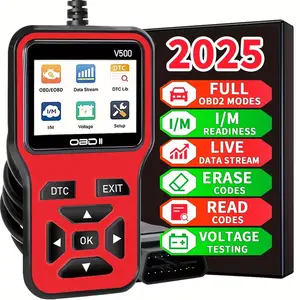 V500 OBDII Scanner, Car Engine Fault Code Reader with Full OBD2 Functions, Live Data Stream, I/M Readiness, Code Erase & Voltage Test, Universal Diagnostic Tool for 1996+ Cars, 2025 Version