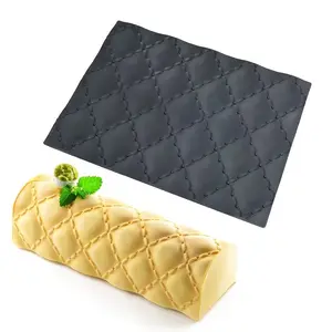 Luxury Rhombus Cake Border Mold, Food Grade Silicone Texture Board, Easy Release, DIY Baking Mousse Fondant Mold, Cake Decoration Tool