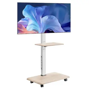 fathersdaygift VEVOR Rolling TV Stand, Mobile TV Cart for 32-70 Inch Screens, 25 Left-Right Rotation and Height Adjustable TV Mount with Tray, Holds up to 88 lbs for Corner, Bedroom, Outdoor, Max VESA 600x400mm