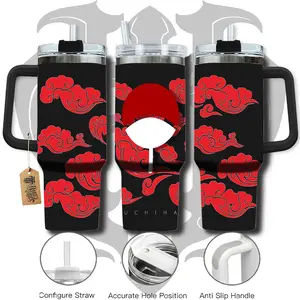 HardTimesMerch - Uchiha Clan naruto 40oz Handle Tumbler Stainless Steel Travel Mug, Anime Inspired Vacuum Insulated Cup, Large Iced Coffee Tumbler, Manga Fighter Drinkware, Otaku Gift for Him Her