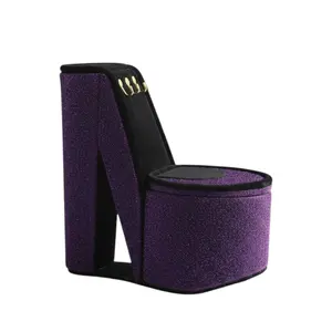 360 Stand 10 in. Decorative Accessory Jewelry Organizer - 2-Section Contemporary Fabric & Wood Storage Box with Black, Gold, Purple Fabric & Felt, Lift-Off Lid, Cultural/Thematic Designs, Ideal Home Organization Gift, Fabric Storage Bins