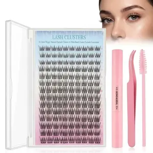 Natural Wispy Eyelash Clusters - 168Pcs DIY Lashes Clusters Kit with Bond and Seal, Zero Burden Cluster Lashes for All Day Comfort, D Curl Cat Eye Lash Clusters Extensions Starter Kit