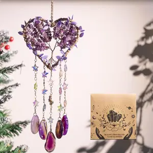 Heart  Suncatcher,   Sun Catcher for Windows Haning Decor  Tree of Life Dream Catchers Wall Hangings Outdoor Garden Decor for Adults Girls