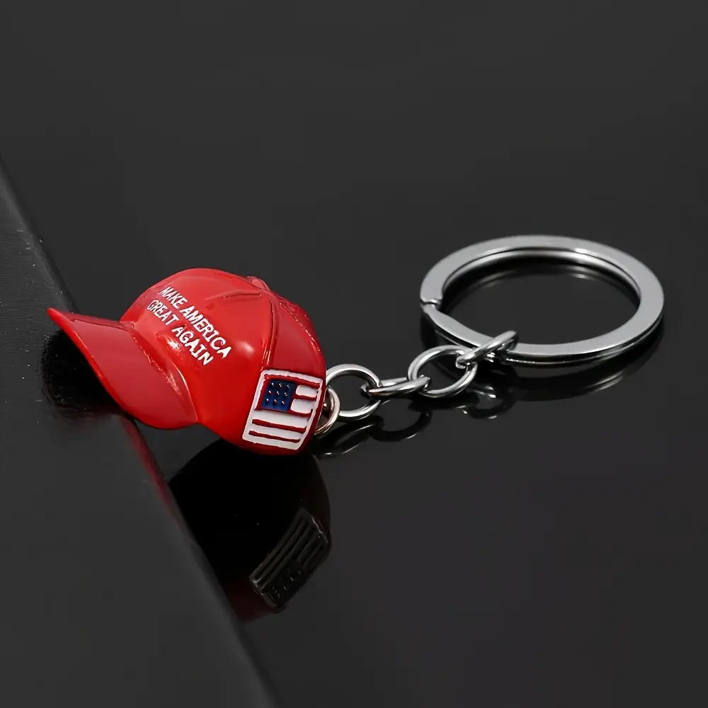 Trendy Baseball Cap Phone Chain - Hip-Hop Keychain with MAGA Red Hat & American Flag Pendant - Perfect Accessory for Bags & Birthday Gifts