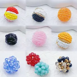 Moya--P23--Mix Styles 16mm Handmade Braided Crystal Seed Beads Ball Beads