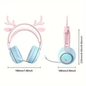 Aston DigitalT25 Over-Ear Gaming Bluetooth Wireless Headset with 3.5mm Mic for Girls E-Sports Mobile Microphone Gaming Headset Wireless with Mic 190mm/7.48inch 100mm/3.94inch