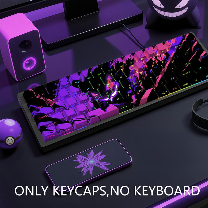 Purple Themed Keycap Set 108 Keys for Full Size TKL 65% Mechanical Keyboard, Double Shot PBT Keycaps for Custom Gaming Setup