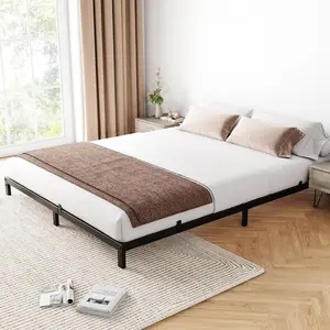 6 Inch Queen Bed Frame, Low Profile Queen Metal Platform Bed Frame Support Mattress Foundation, Noise Free, Easy Assembly, Black