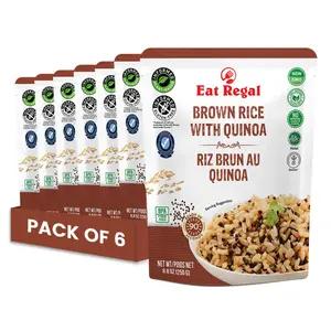 Eat Regal Ready to Eat Brown Rice with Quinoa Pack of 6, 8.8 Ounce | Microwaveable Ready to Heat | Easy Dinner Side | Healthy Side Dish Grain Carb