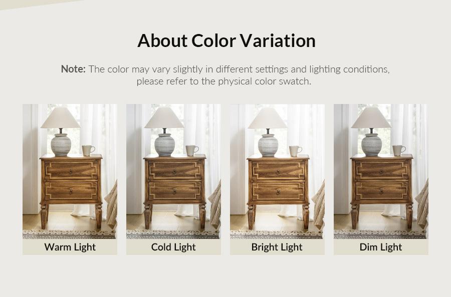 Hulala Joah 28"Tall Farmhouse 2-Drawer End Table with Built-in Charging, Farmhouse and Transitional Styles, Rustic Elegance, Convenient Charging Station, Round Ring Pulls, Spindle Legs with Cushioned Feet, Solid Wood Construction