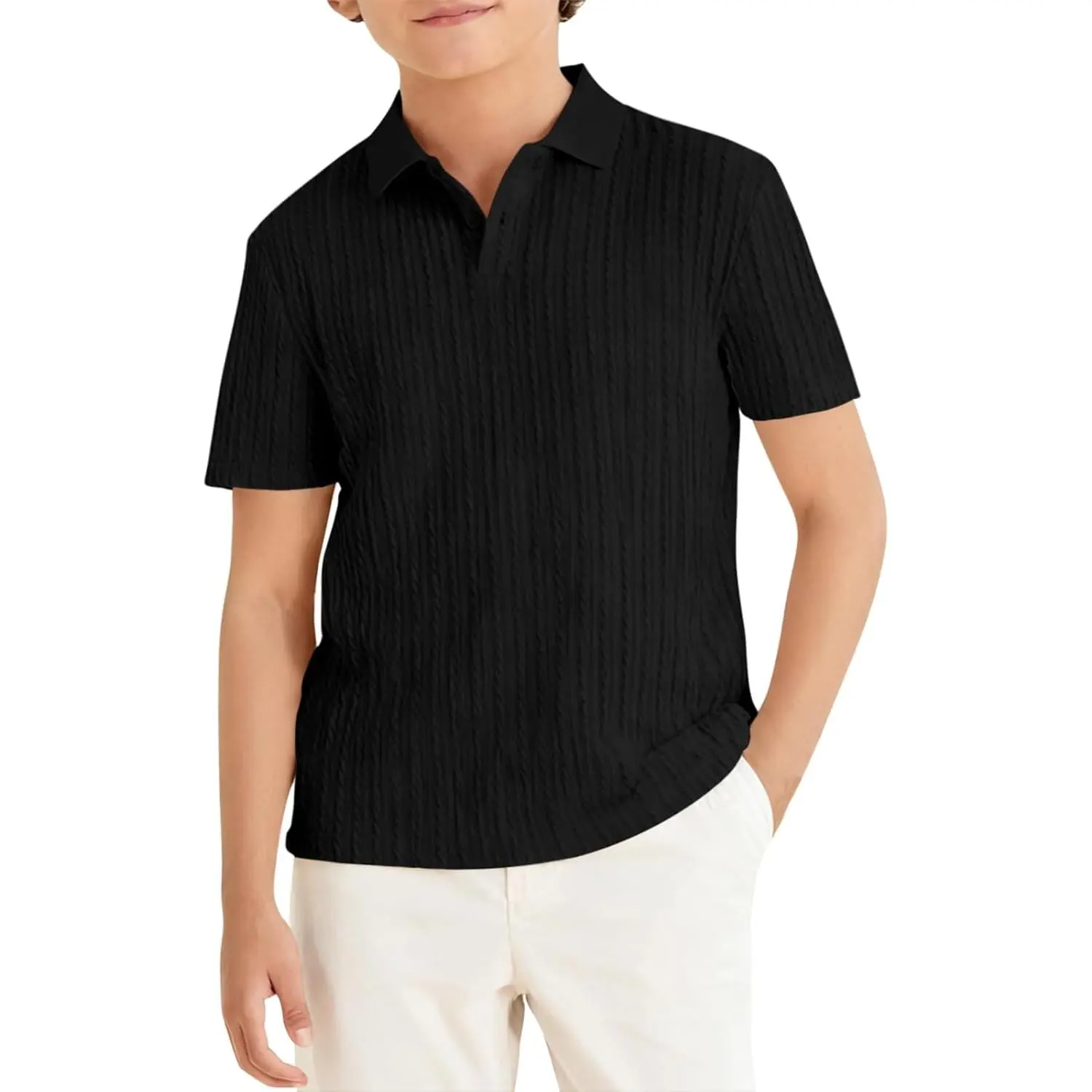 Boys Knit Short Sleeve Polo Shirt School Uniform Shirts | Kids, Summer Casual, Collared Shirt, Button Closure, Golf Tops Tees, 5-14 Years