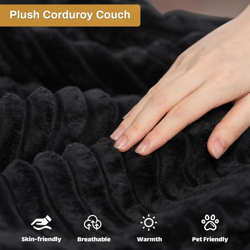 【2-3 Packages】 Niccae 132'' U-shape Boneless Memory Foam Sectional Sofa, Compressed Corduroy Sectional Couches, Oversized U Shape Comfy Modular Compression Cloud Sleeper Sofa with Deep Seat, Space-Saving Recliner Design