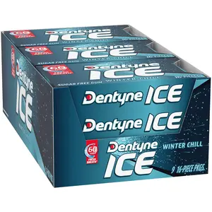 Dentyne Ice Winter Chill Sugar Free Gum, 9 Packs of 16 Pieces (144 Total Pieces) Bubblegum