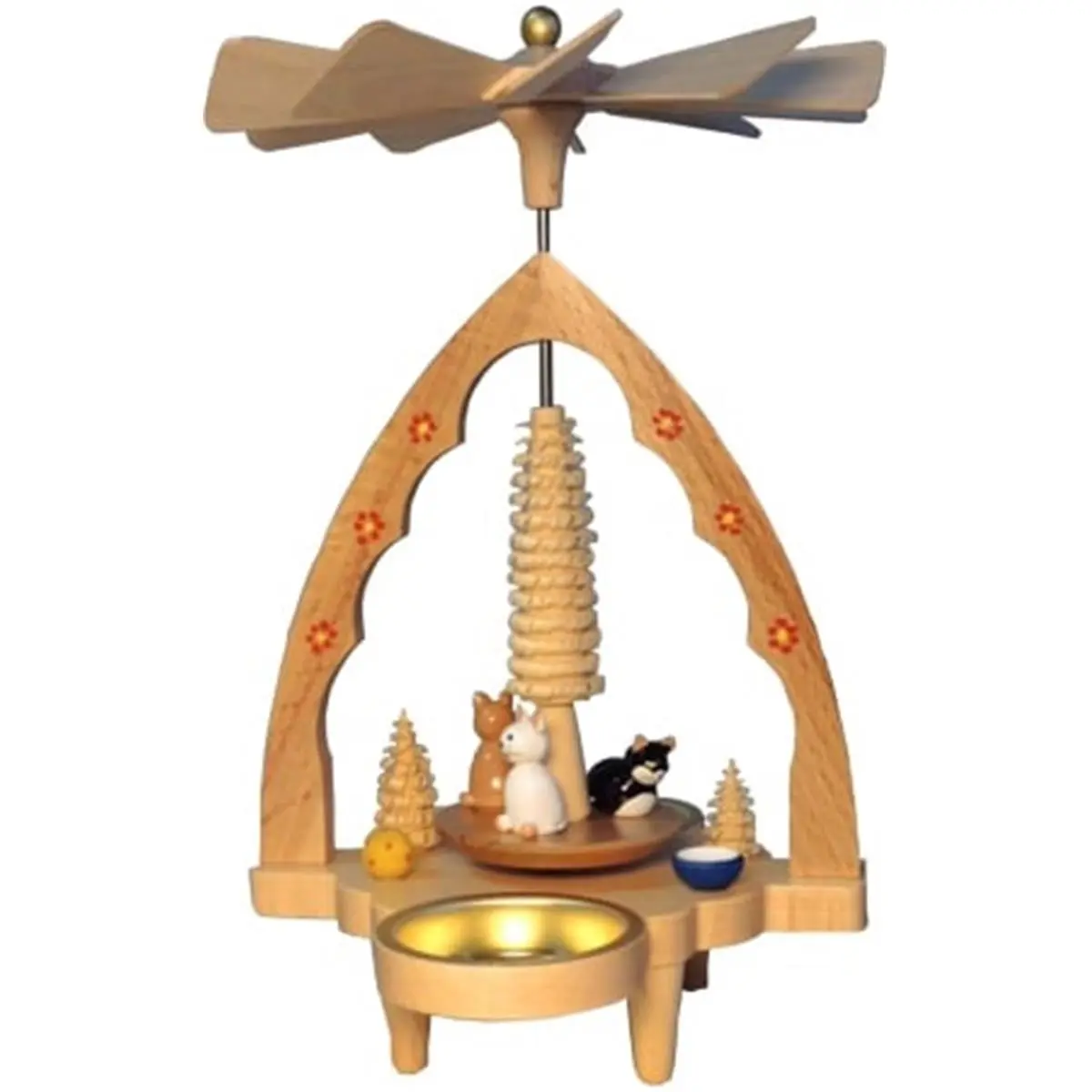 212 MAIN Richard Glaesser Cat-Themed Pyramid Ornaments - Christmas Decorations, Holiday Home Decor, Room Accessories, Festive Party Supplies