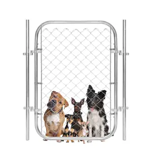 Chain Link Fence Gate with Post – 72 x 70 in Adjustable Chain Link Fence Panel, Rust-Resistant Galvanized Fencing Gate Perfect for Backyard, Garden, Farm & Pet Enclosure