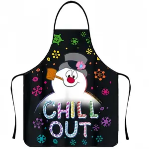 Funny Chill Out Snowman Pattern Polyester Apron, 1 Count Unisex Cooking Apron, Christmas Gift, Winter Apron for Women,Thanksgiving Gift,Nails Design Tool, Nail Tech,Apron for Husband,Apron for Men