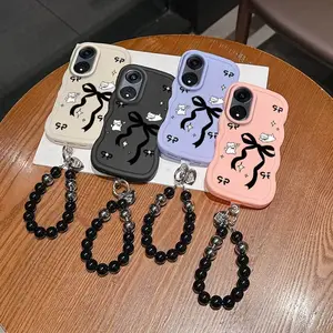 1 Piece Suitable For OPPO A78 /A79 /A77/A77s Kittens love bows Designed Phone Case Cover For Adventure With Flexible And Ventilated And Lanyard Compatible With OPPO A78 5G