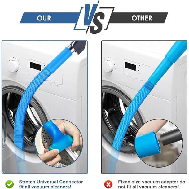 Fire Prevention 2 Pieces Dryer Vent Cleaner Kit Compatible with All Vacuum Cleaner, Dryer Lint Brush and Vacuum Hose Attachment with Stretch Universal Connector, Quickly Lint Remover