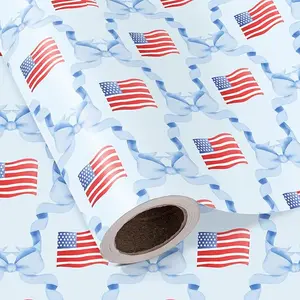 Memorial Day Gift Wrap Roll - Traditional American Flag Pattern for Veterans