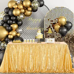 Sequined Table Cloth 108x50inch Gold Rectangle Glitter Tablecloth birthday party Wedding Decoration Christmas Sequin Tablecloth