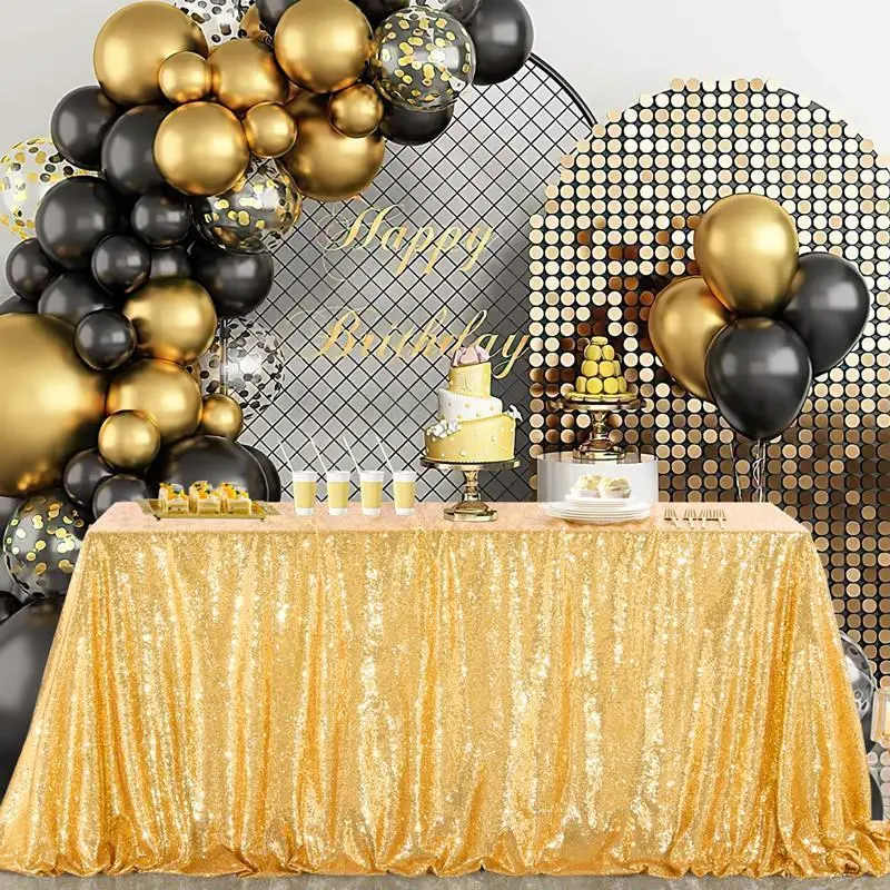Sequined Table Cloth 108x50inch Gold Rectangle Glitter Tablecloth birthday party Wedding Decoration Christmas Sequin Tablecloth