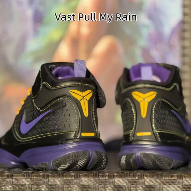 Black Purple Gold Contrast Mid Top Basketball Shoes Grid Breathable Mesh Upper Non Slip Rubber Outsole Shock Absorbing Training Sneakers For Men Women