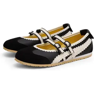 Ballet Sneakers for Women Mary Jane Flats Walking Shoes Slip On with Elastic Straps with Memory Foam Insole
