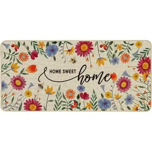 Spring Summer Doormat 17x36 inch, Daisy  Floral  Sweet  Welcome Door Mat Rug for Floor Non Slip Rubber Backing Mat for Indoor Outdoor