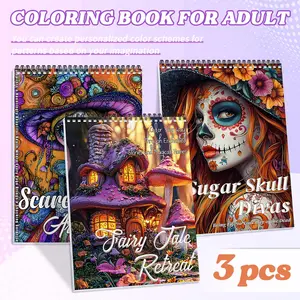 3PCS Adult Coloring Book Set - Scare Doll, Fairytale House & Sugar Skull Divas Themes - Beginner-Friendly, Vivid Designs, Vivid Illustrations - Perfect for Stress Relief & Mindfulness - Ideal Gift for Men & Women - Artwork for Relaxation & Decoration