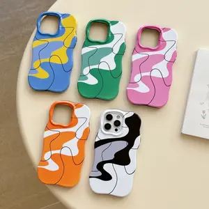 Phone Case: Fashionable Matte Line Color Block Phone Case for iPhone 17 Pro Max 16 15 14 13 Anti-drop Case