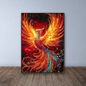 Phoenix Pattern DIY Diamond Arts Colorful Painting Kit without Frame, DIY 5D Diamond Arts Colorful Painting for Bedroom Home Wall Decor, Rhinestone Painting, Diamond Pattern Design
