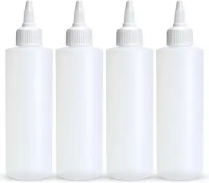 BRIGHTFROM Condiment Squeeze Bottles, 4 OZ Empty Squirt Bottle with Twist Top Cap, Leak Proof - Great for Ketchup, Mustard, Syrup, Sauces, Dressing, Oil, Arts and Crafts, BPA FREE Plastic - 4 PACK