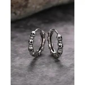 Skull Decor Hoop Earrings Mall Goth Punk Style Simple Versatile Jewelry For Women Daily And Party Wear