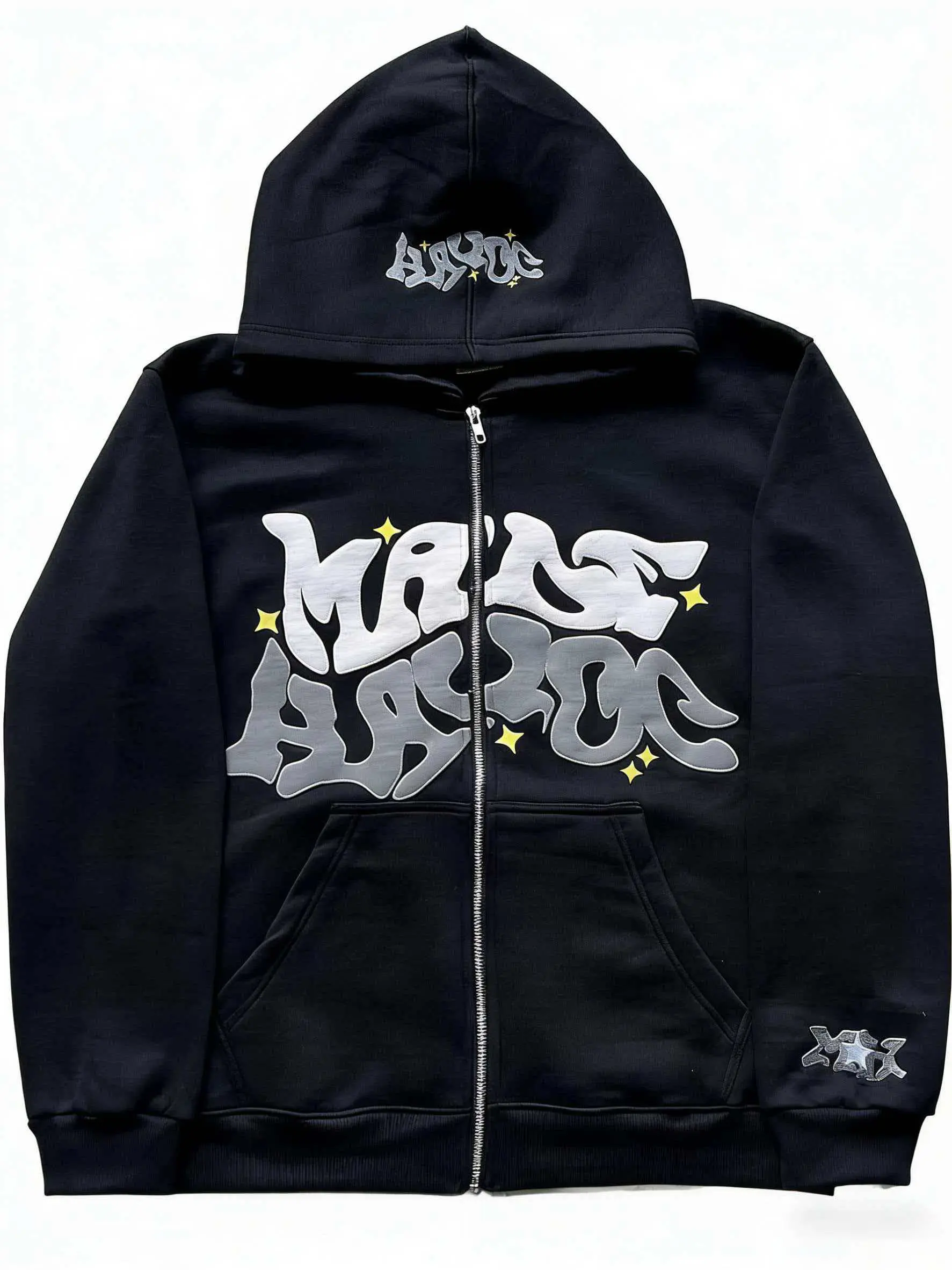 hip-hop foam letter printed hooded sweatshirt y2k clothing men gifts zip hoodies men graphic hoodies women's sweatshirt coat Leisure Thickened Long sleeves warm