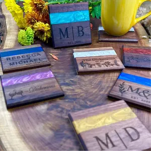 Hand-Made Walnut and Epoxy Coasters – Customize Your Style!