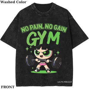 Funny Power-girl Gym Vintage T-shirt, No Pain, No Gain Graphic Tee, Anime Gym Shirt, Animation Graphic Tees, Gym Shirt, Unisex T-shirt