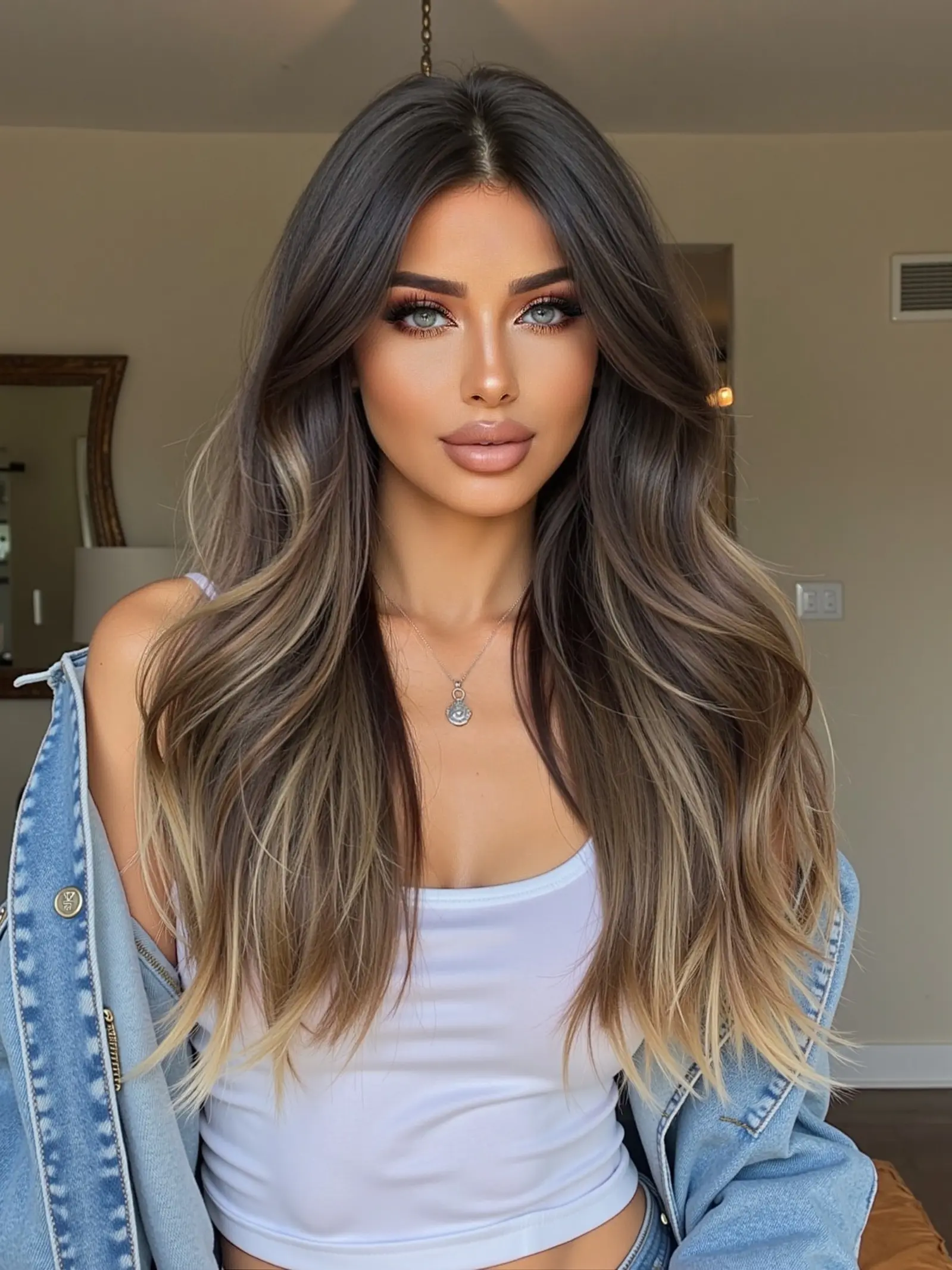 22 Inch Ombre Wavy Hair Wig, Glueless Synthetic Wig, Natural Voluminous Style for Women, Fashionable Daily Wear Wig for a Glamorous Look, Natural Looking Wigs, Fluffy Wigs, Synthetic Curly Wigs, Bouncy Curly Wig