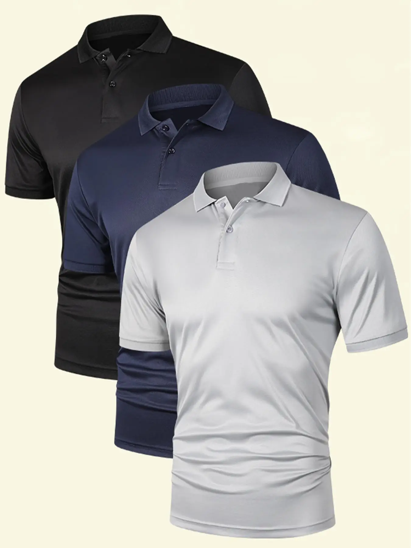 Men's Solid Short Sleeve Polo Shirt, Casual Breathable Half Button Collared Top for Summer, Fashion Men's Clothes for Daily Wear