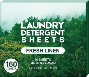 Laundry Detergent Sheets, Washer Sheet Detergent, No Plastic Jug, Laundry Soap Sheet For Travel, Home Washing, Fresh Scent-(160 Loads) 80 Sheets
